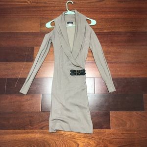 Venus wrap Sweater Dress with leather buckle